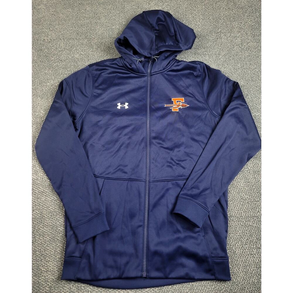 Under Armour Men's Small Storm Fleece FZ Navy Full Zip Hoodie Sport Embroidery
